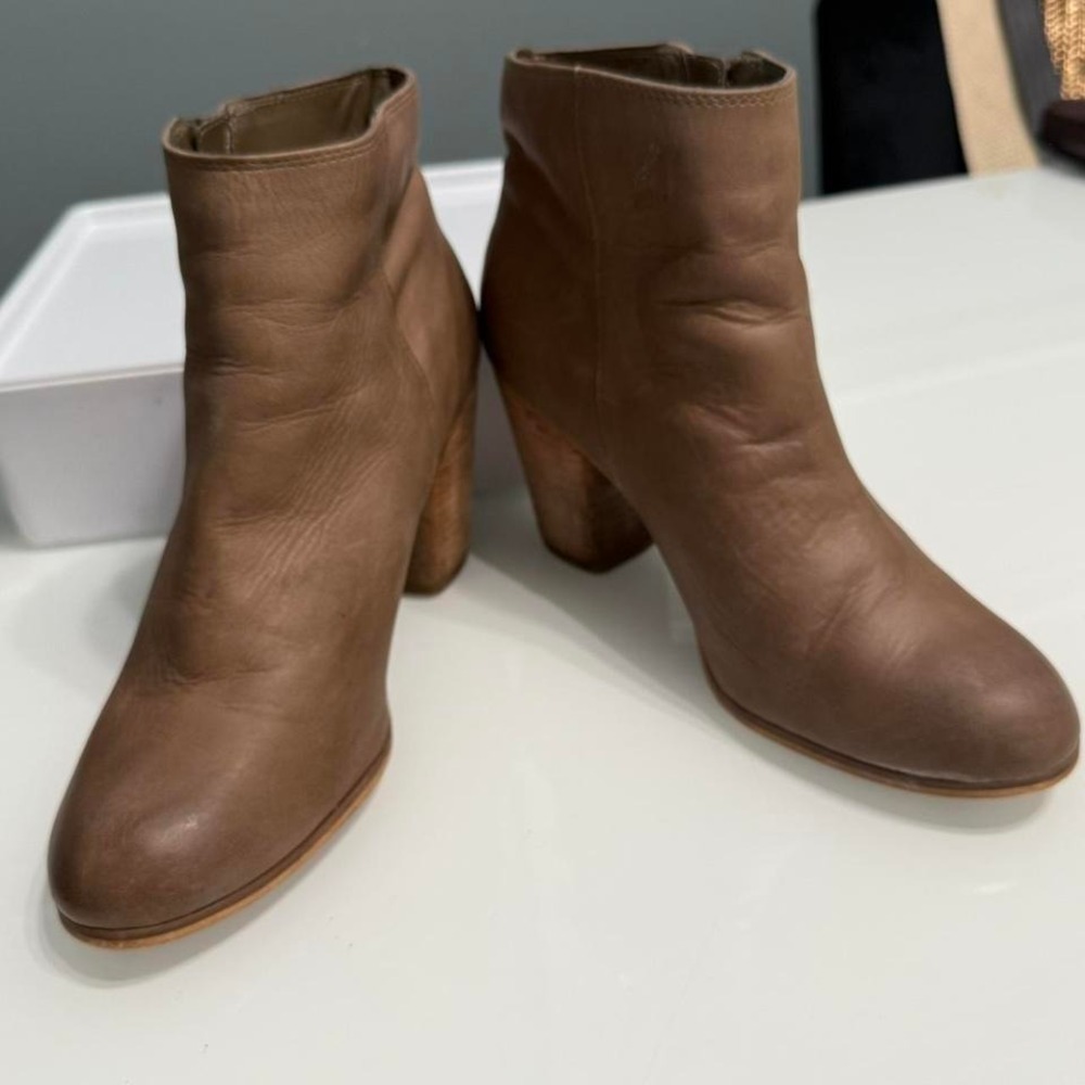 BP Brown leather ankle‎ boots with a 3-inch heel